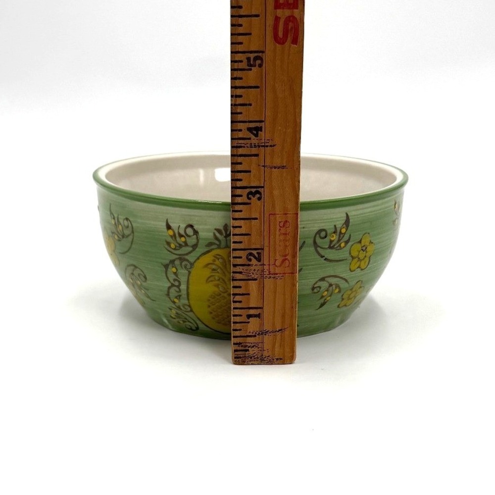 Yokohama Studio Bowl 5.5" Green Pineapple Hand Painted Ceramic Floral Japan - Picture 7 of 7